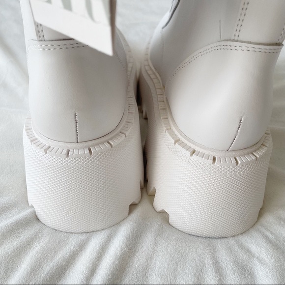 Zara White Lug Sole Lace-Up Leather Ankle Boots Size 37 - Picture 10 of 11